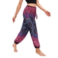 thumbnail image 5 of SWSMCLT Women's Boho Pants Harem Beach Baggy Trousers Print Bloomer Yoga Hippie Drawstring Elastic Waist Aladdin Indian Thai Bohemian Cinch Bottom Patterned2 One Size, 5 of 5