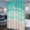 thumbnail image 6 of Summer Green Beach Shower Curtain, Coastal Nautical Watercolor Gradient Ocean Wave Waterproof Shower Curtain Set with 12 Hooks Lightweight Bath Curtains Fabric Bathroom Decor 36x72 Inches, 6 of 9