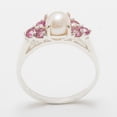 thumbnail image 2 of LBG British Made 925 Sterling Silver Cultured Pearl & Pink Tourmaline Womens Cluster Ring - 33 size options - Size 6.25, 2 of 6