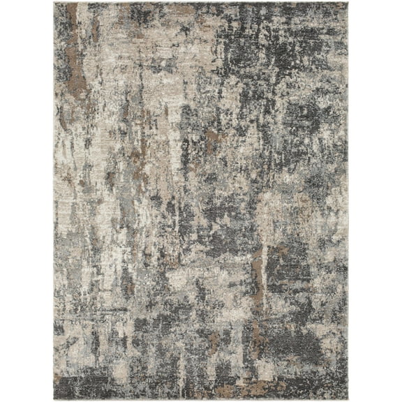 BoutiqueRugs Opunake Contemporary Area Rug - Charcoal, Dark Red, Tan - 5'3" x 7'