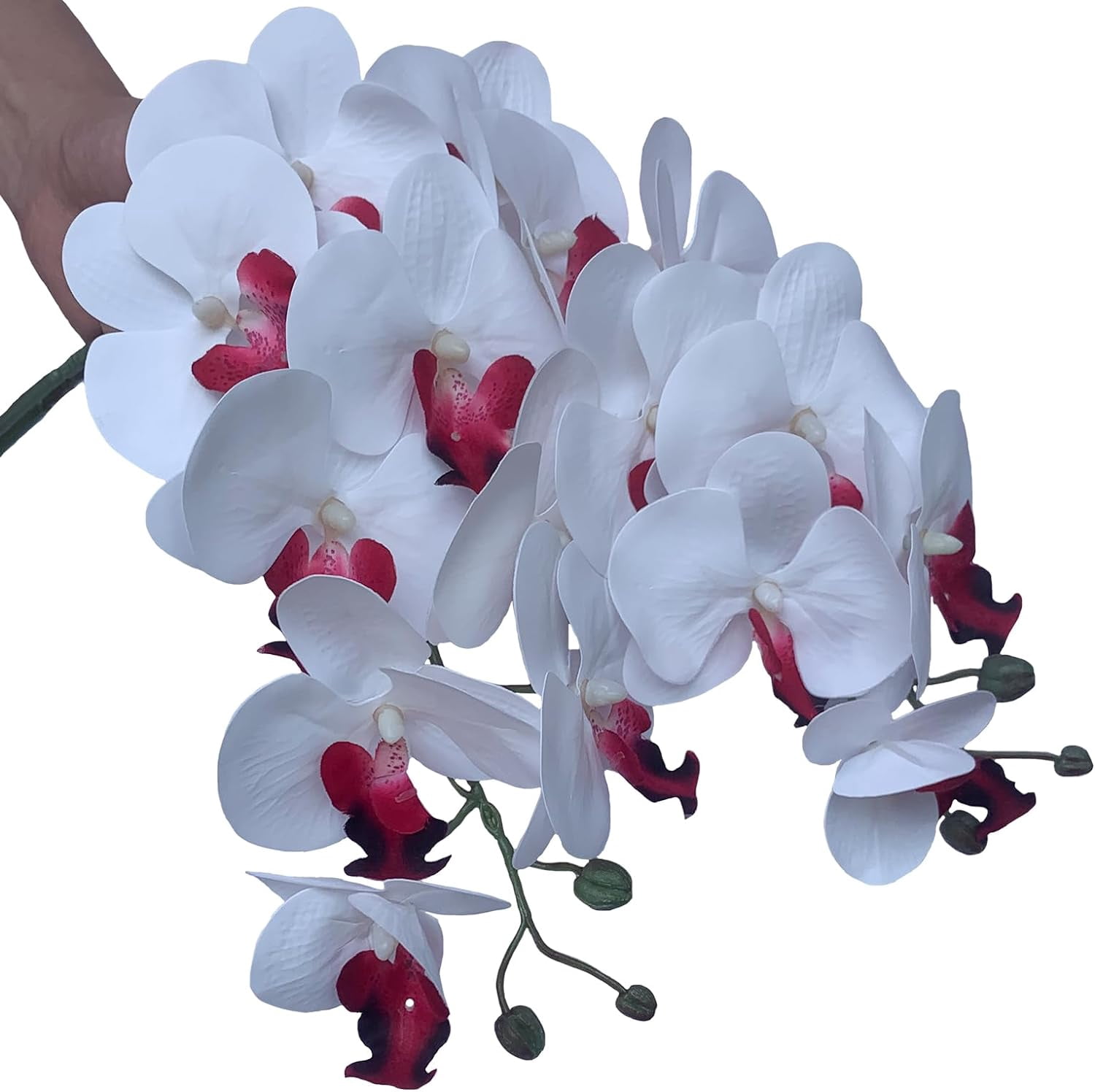 3Artificial Phalaenopsis Flowers with Leaves Artificial Orchid Flowers Stem Plants Fake Butterfly Phalaenopsis Flowers for Home Wedding Party Décor (Yellow)