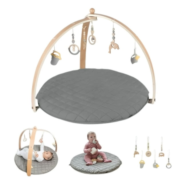 Gimnasio Para Bebé Aeiou Kk6351 Interactivo De Madera Gris