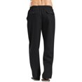 thumbnail image 7 of Men's Cotton Linen Pants Solid Color Casual Trousers, Lightweight Loose Beach Summer Pants for Vacation and Lounging,Black,2XL, 7 of 7