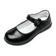 thumbnail image 2 of XIMIN Girls Mary Jane School Uniform Dress Shoes Closed-Toe PU Leather Ballet Flats with Flower Strap Flat Heel for Formal Daily Occasions (Black, 9.5-10 Years), 2 of 4