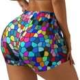thumbnail image 2 of Xecao Colorful Tie Dye Stained Glass 2 Print Workout Shorts for Women Soft Smooth Gym Yoga Scrunch Active Tennis Workout Running Shorts, 2 of 9