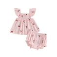 thumbnail image 4 of AceBaby Toddler Baby Girl Clothes 0-24M Cherry Print Tops and Ruffle Shorts 2Pcs Summer Outfits, 4 of 10