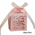 thumbnail image 3 of 50 Pieces Gift Boxes Snack Chocolate Packing Container Cookie Package Holder Paper Decorative Atmospheres Packing Ribbon Hollow Container Pink, 3 of 8