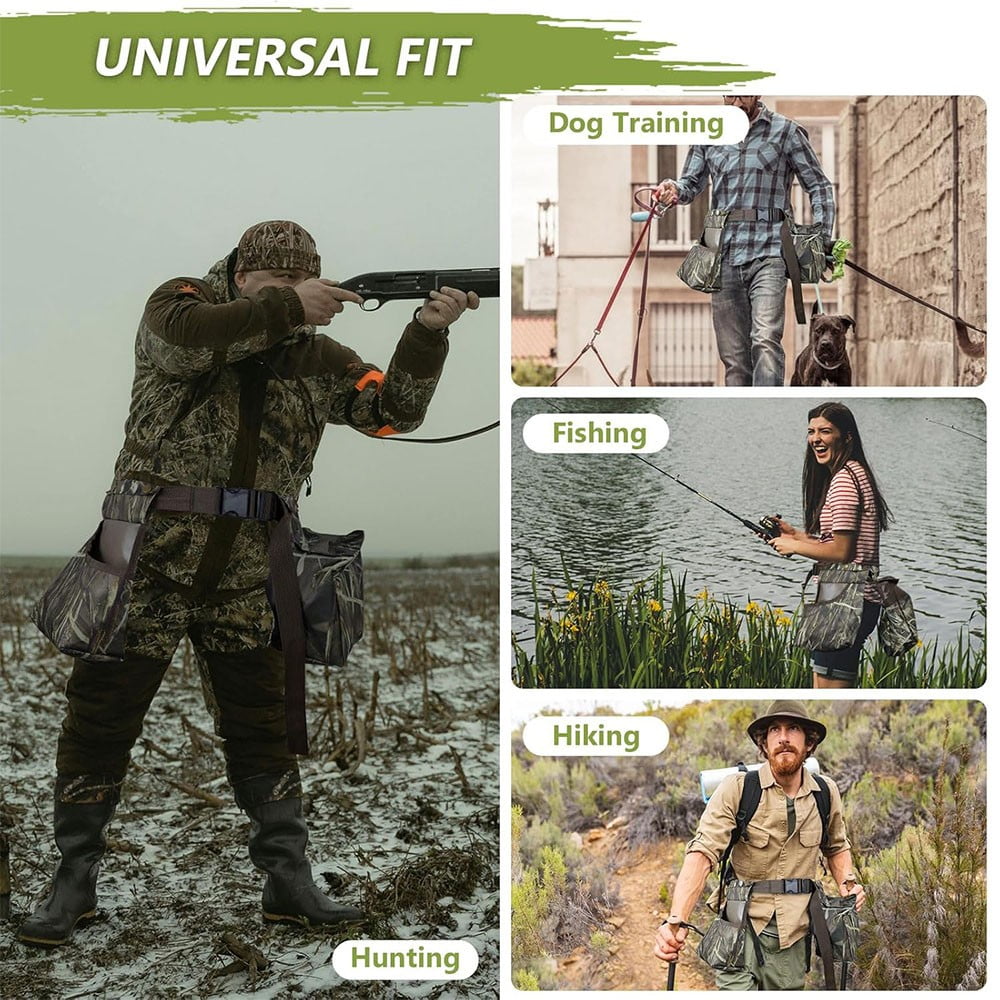 DIDADI Dove Hunting Belt, Adjustable Field Shooting Game Bag Shell Pouch Bottle Carrier for Fishing Dog Training, Camouflage
