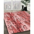thumbnail image 3 of Ahgly Company Machine Washable Indoor Square Transitional Light Coral Pink Area Rugs, 5' Square, 3 of 7