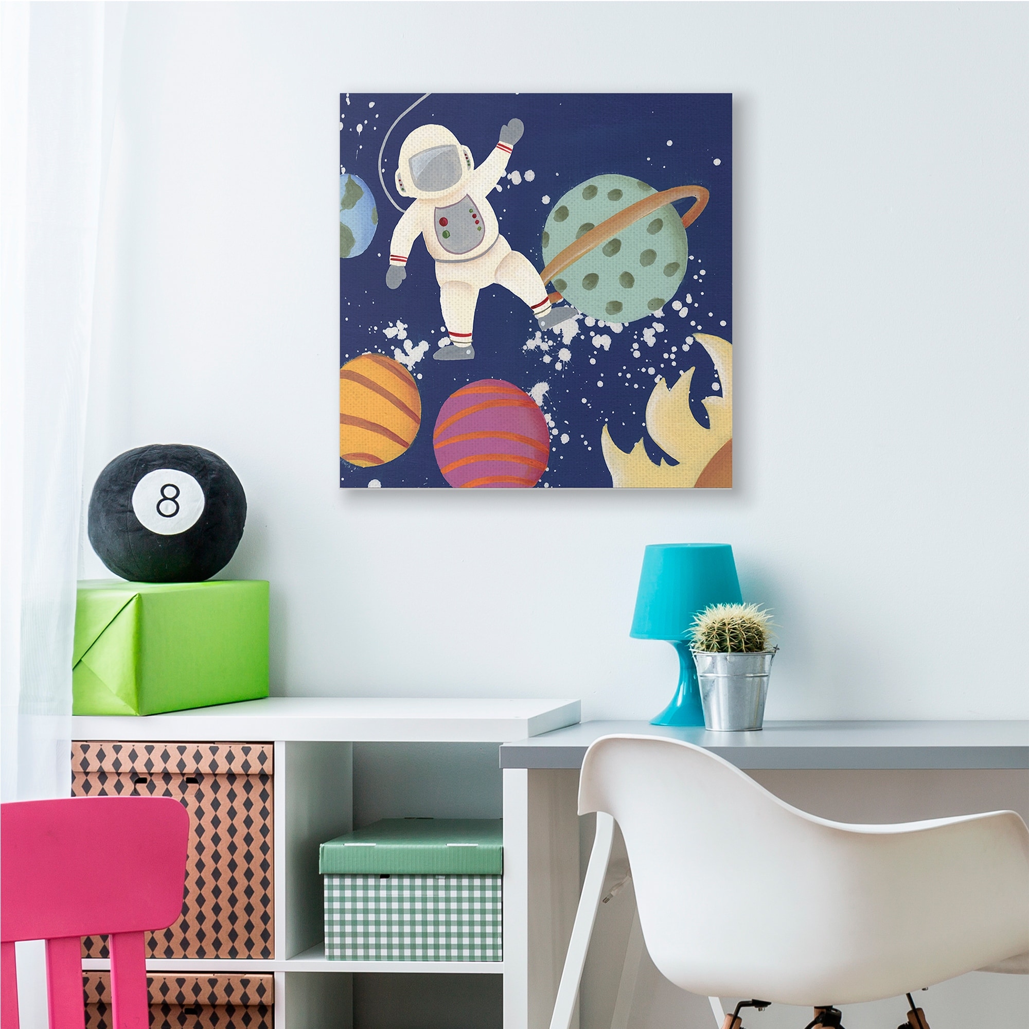 Stupell Industries Playful Waving Astronaut Outer Space Adventure,30 x 30,Designed by Regina Moore