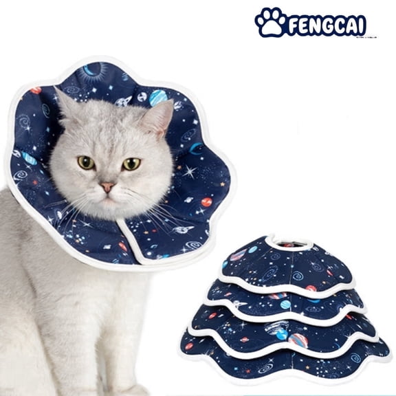 Soft Cat Cone Collar, Adjustable Breathable Pet Recovery Elizabethan Collar, Post Surgery Anti-Licking Protective Neck Cone for Cats, Kittens & Small Puppies, S
