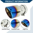 thumbnail image 4 of Roll Edge Slant Exhaust Tip Clamp Rear Tailpipe Car Clamp on Stainless Steel 2.5" Inlet 3.5" Outlet 6.7" Length 1 Set Silver Tone Blue, 4 of 7
