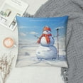 thumbnail image 2 of GOSMITH  Christmas Pillow Sham, Snow Covered Mountain with Fir Trees and Skiing Snowman Fun Holiday Activity, Decorative Standard King Size Printed Pillowcase,  White Teal, 2 of 5