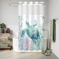 thumbnail image 6 of No Hook Shower Curtain, Teal Sea Turtle Shower Curtains for Bathroom with See Through Top Window, Summer Coastal Coral Ocean Waterproof & Washable Bath Curtain Stand Up Stall 36"x72", 6 of 9