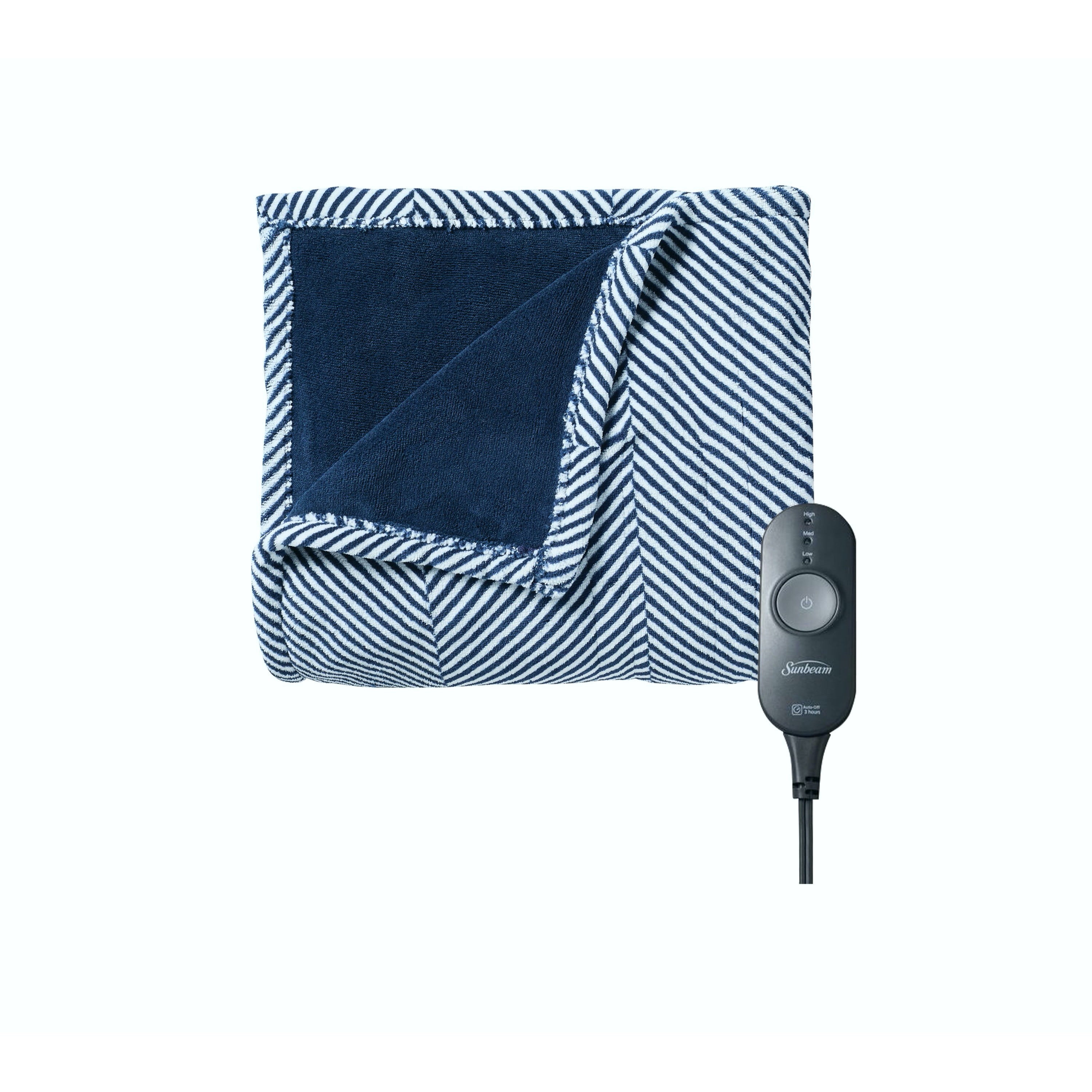 Sunbeam Electric Throw Blanket (50" x 60"), Navy Herringbone