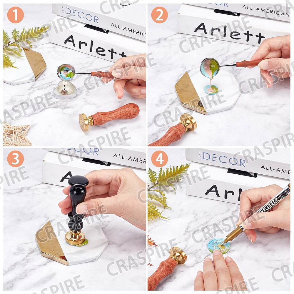 DIY Scrapbook Making Kits Including Pear Wood Handle Candle Stainless Steel Spoon Metallic Markers Paints Pens Octagon Sealing Wax Particles DIY