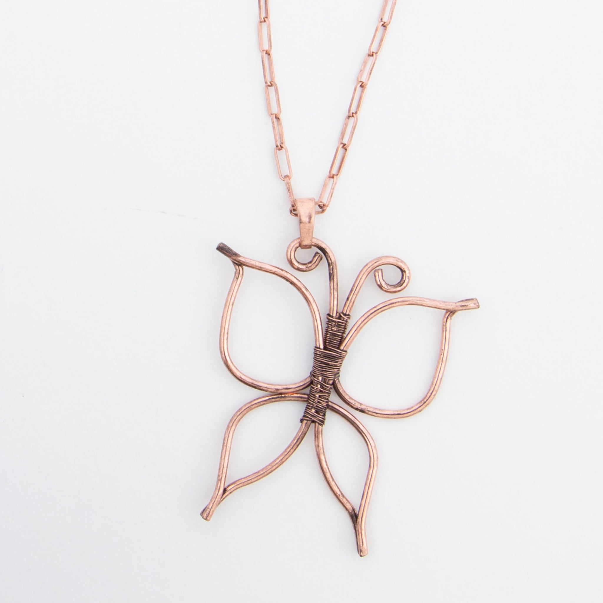 Howard's Iselin Wire Wrapped Butterfly 18" Copper Pendant Necklace for Women