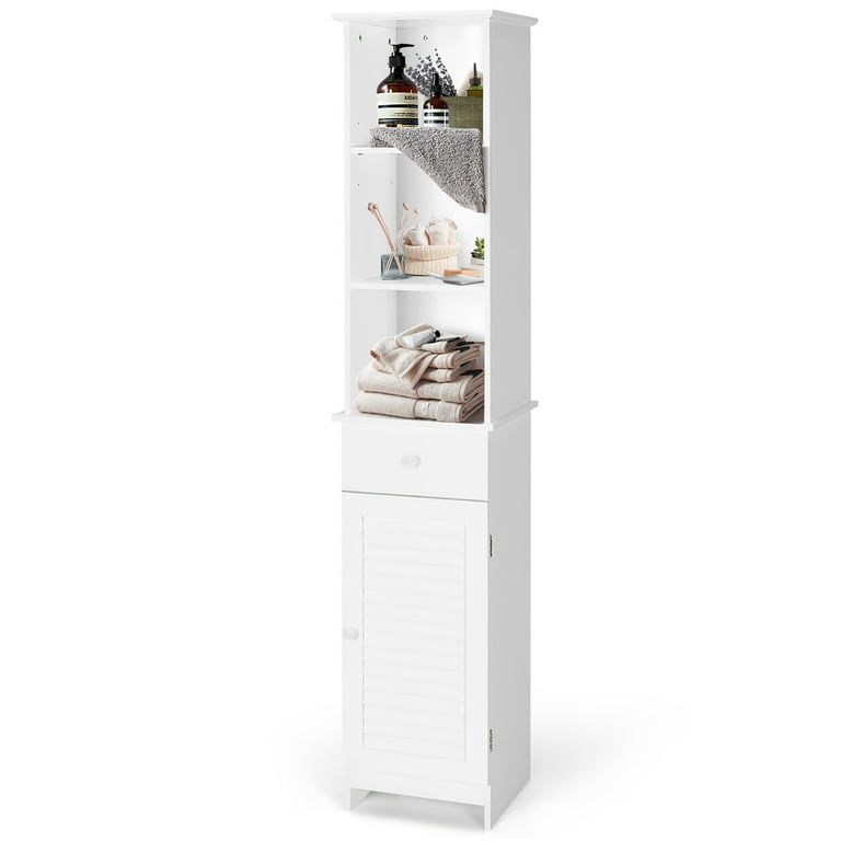 Tall Bathroom Storage Cabinet, Freestanding Linen Tower Slim Organizer,  White, 1 Unit - Kroger
