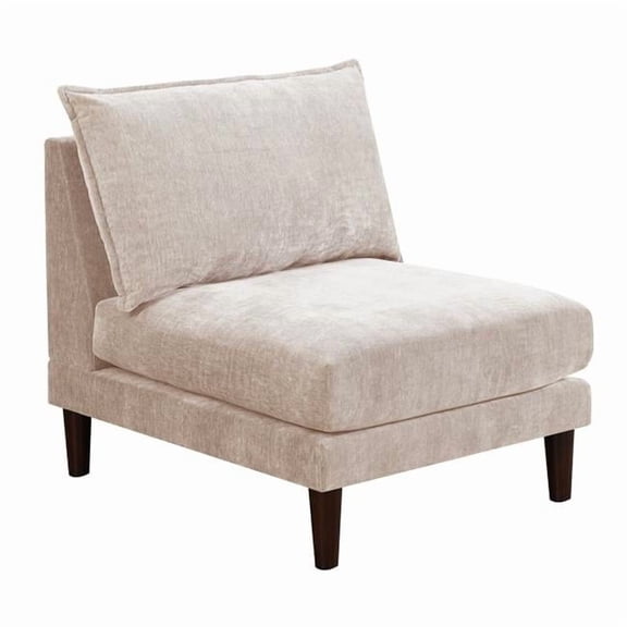 33 in. Rio Lumbar Cushion Fabric Modular Armless Sofa Chair, Beige