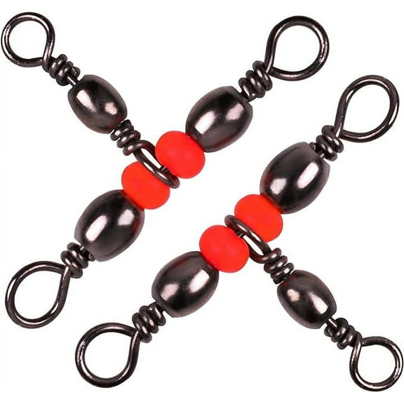 OROOTL T-Shape Three 3 Way Fishing Swivel Brass Barrel Triple Swivel Cross Line Fishing Tackle Line Connectors Tangle Free Tackle Equipment Size 20-100 lbs Pack of 50pcs