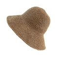 thumbnail image 3 of HERFIER 1PC Outdoor Hawaii Straw Hat Round Sun Block Wide Brim UV Protection Summer Sunhat Beach Hat (Khaki) 22.79x7.86x3.93in, 3 of 8