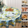 thumbnail image 4 of Lemon Floral Tablecloth Round 60 Inch Tile Flower Table Cover Washable Wipeable Tabletop Decorative for Kitchen Dining Room Picnic Party, 4 of 8