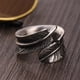 thumbnail image 1 of Anillo de plumas para hombre, acero titanio banda joyería hombres inoxidable Anillos apertura punk dedo Vintage Pluma Ecomeon  no, 1 of 5