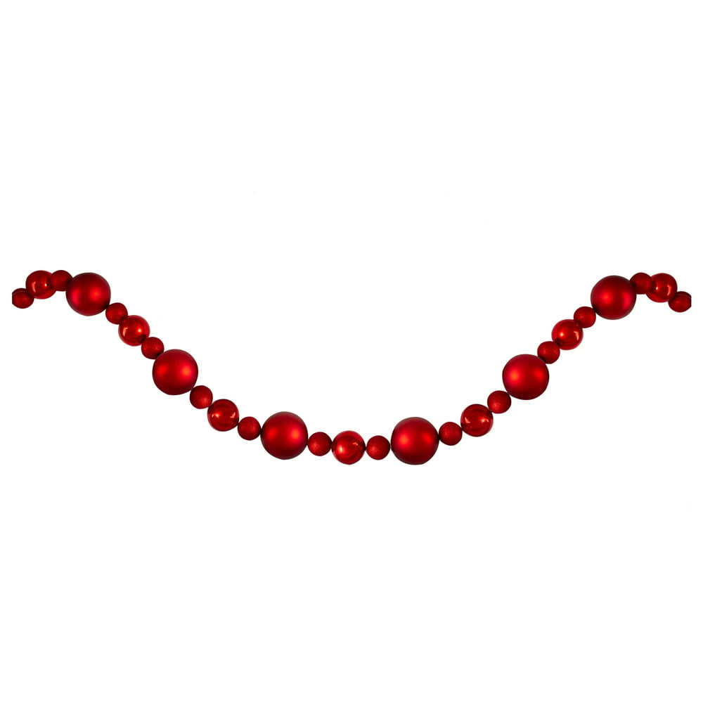 6' Red Shatterproof Ball Artificial Christmas Garland Unlit Walmart