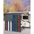 thumbnail image 5 of 4th of July RV Awning Sun Shade Screen 9'X7' American Flag Mesh Sunscreen Police Firefighter Blue Green Red Stripes Awning Shade Screen with Zipper UV Blocker Completed Kits for RV Motorhome Camper, 5 of 7