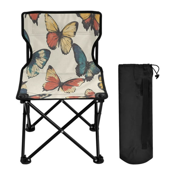WOBOGO Colourful Butterfly Camping Chair Convenient Four Corner Backrest Folding Stool Can Hold Up to 220lbs