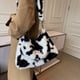 thumbnail image 3 of Bolso de mano esponjoso, bolso grande y peludo, bolsa con cierre de felpa bonita, bolso de hombro de piel sintética para mujer y niña, bolso para otoño e invierno, 3 of 5