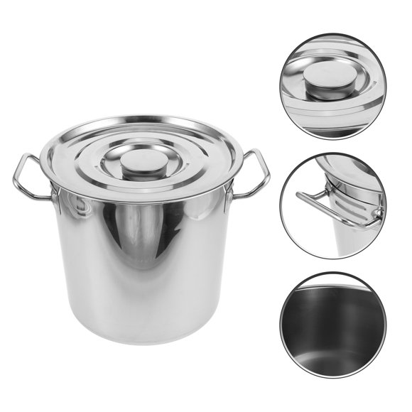 RUNROTOO Metal Cooking Pot For Stewing Soup In Silver 1Set