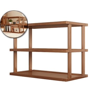 VQPeo Two Tier Wooden Shelf, Multi-Layer Countertop Organizer, Teaware Display Rack for Kitchen Storage & Tea Station Setup