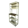 thumbnail image 5 of 31.50" White and Rustic Brown Color 5-Tier Bakers Rack for Kitchen with Storage,Coffee Bar,Kitchen Shelves,Microwave Stand,Brown+White Particle Board Kitchen Baker'S Racks, 5 of 10