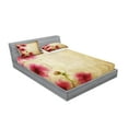 thumbnail image 2 of Ambesonne Floral Fitted Sheet & Pillow Sham Set, Retro Flowers Grungy Old, Full, Sand Brown Pink, 2 of 2