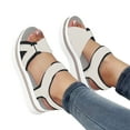 thumbnail image 3 of eczipvz Platform Sandals Ladies Fashion Summer Solid Leather Clamping Toe Flat Bottom Beach Sandals,Gray, 3 of 5