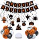 thumbnail image 1 of Decoraciones de Halloween para interiores y exteriores, recuerdos de fiesta de HAPPY HALLOWEEN con mantel de telarañas, suministros para fiestas colgantes, globos de esqueleto de murciélagos, tel, 1 of 4