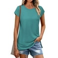 thumbnail image 2 of Jalioing Women's T Shirt Summer Casual Short Sleeve Side Slit Loose Shirts Basic Crew Neck Tees Tops, 2 of 7