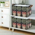 thumbnail image 2 of Yayeee Foldable Storage Basket for Shelves with Handles Set of 2 Waterproof Cloth Bins, Beige Striped Trees, 2 of 7