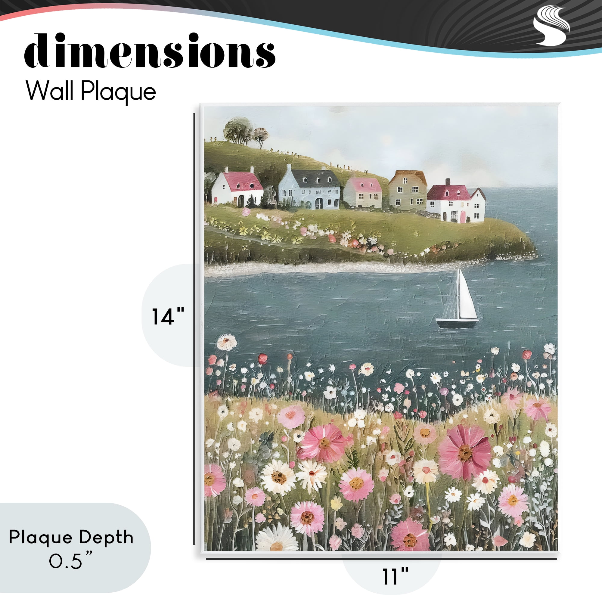 Stupell Industries Pink Meadow & Sailboats Wall Plaque Art, design by Riley B