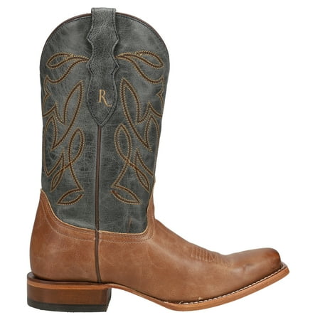 Justin Boots Womens Sandy Embroidered Square Toe Cowboy Mid Calf Boots