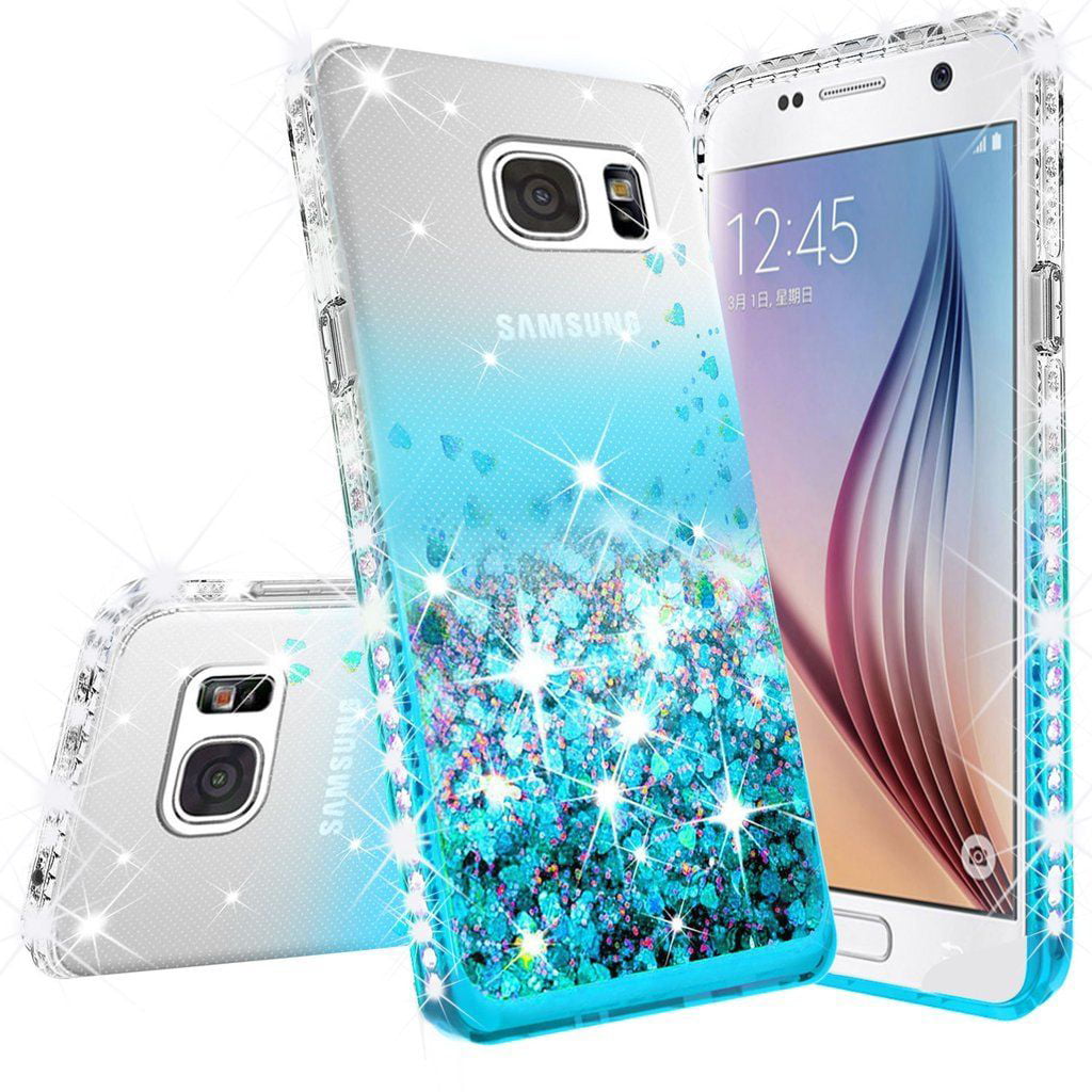 homosexual Semicírculo Tamano relativo Wydan Case For Samsung Galaxy S7 Edge - Liquid Quicksand Shockproof Glitter  Phone Cover - Teal - Walmart.com