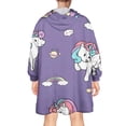 thumbnail image 2 of Wearable Oversized Blanket,Purple Unicorn Dessert Pattern Wearable Blanket Hoodie for Adults,Cozy Hooded Blankets with Super Pockets,Super Warm Fuzzy Pullover for Women & Men, 2 of 6