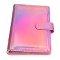 thumbnail image 3 of Carpeta económica de cuero PU A6 con 6 agujeros, bolsillos con cremallera, pegatinas de repuesto, etiqueta grabable con núcleo interior, carpeta económica en efectivo, color rosa, 3 of 5