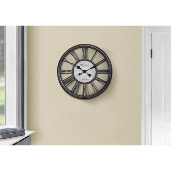 Clocks, 18" Round, Wall Clock, Antique Black, Transitional
