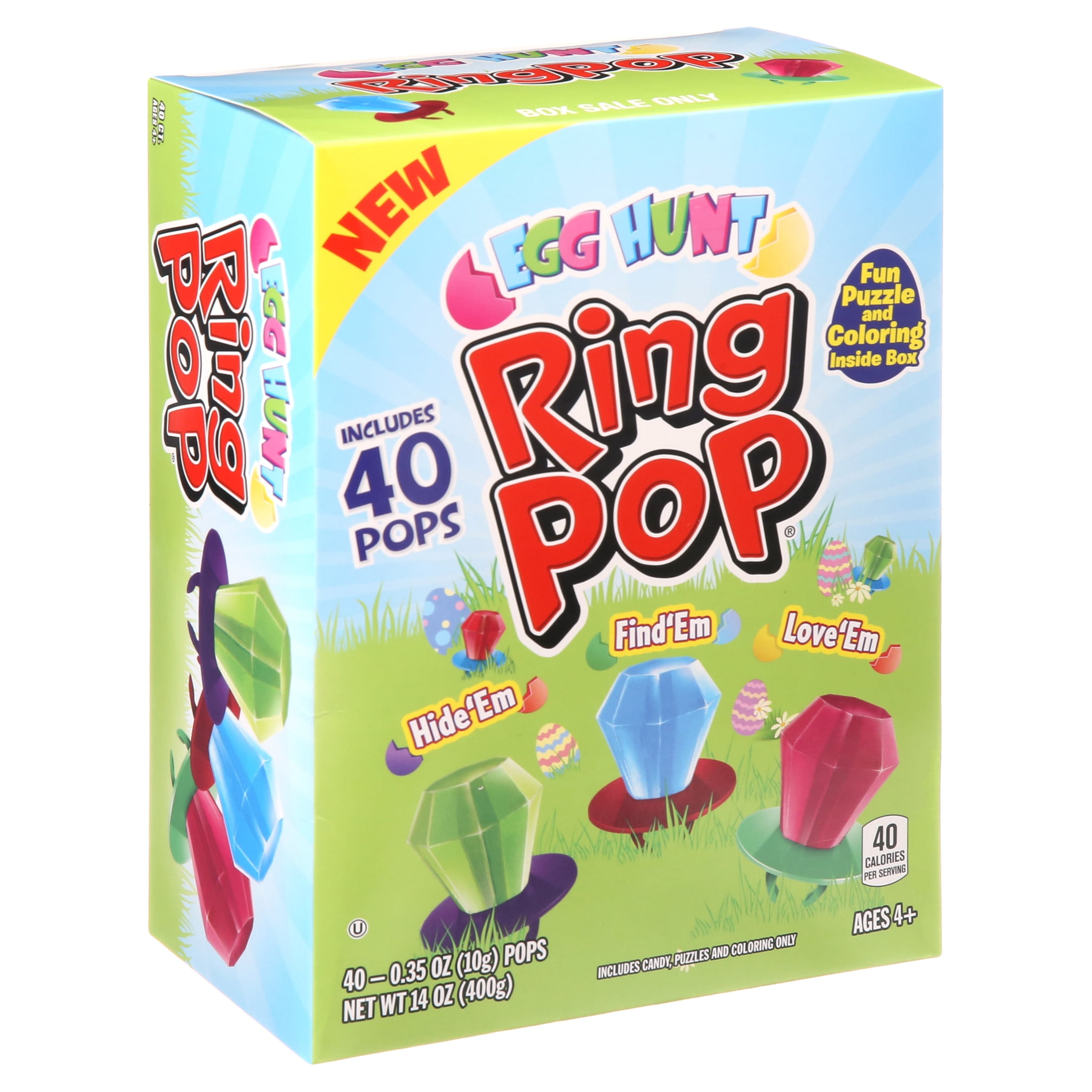 Ring Pop Easter Candy Lollipop Assorted Fruit Flavors, 40 Count Box