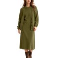 thumbnail image 2 of Nowekniz Women's Long Sleeve Button Knit Coat Crew Neck Long Dress Set, 2 of 5