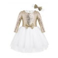thumbnail image 4 of iEFiEL Girls Mesh Sequined Flower Girl Dress Princess Bridesmaid Birthday Party Dress with Headband, 4 of 4