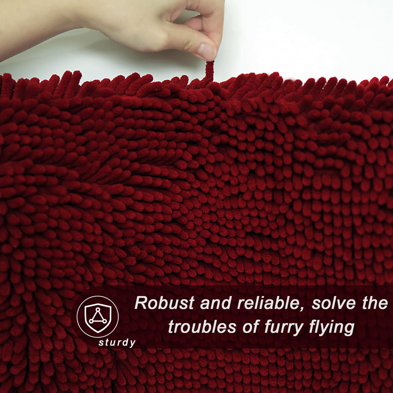 Bathroom Rugs Sets 2 Piece, Ultra Soft Absorbent Bath mat Chenille Bathroom Rug, Antiskid Bath mats Washable Bathroom mat (20x32 inch + 16x24 inch) Burgundy