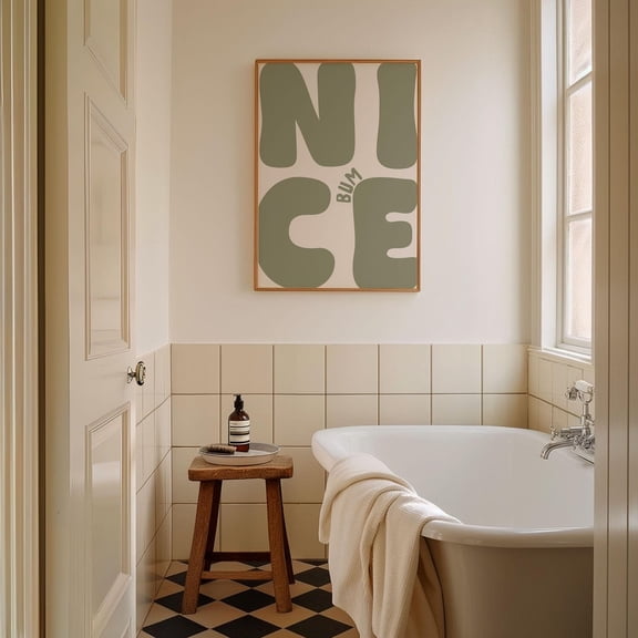 Nice Bum Art Poster, Boho Sage Green Neutral Bathroom Poster, Typography Poster, Bathroom Art, Olive Restroom Decor, Bedroom Decor, Unframed Poster Size 8x12 F03.1.15l154